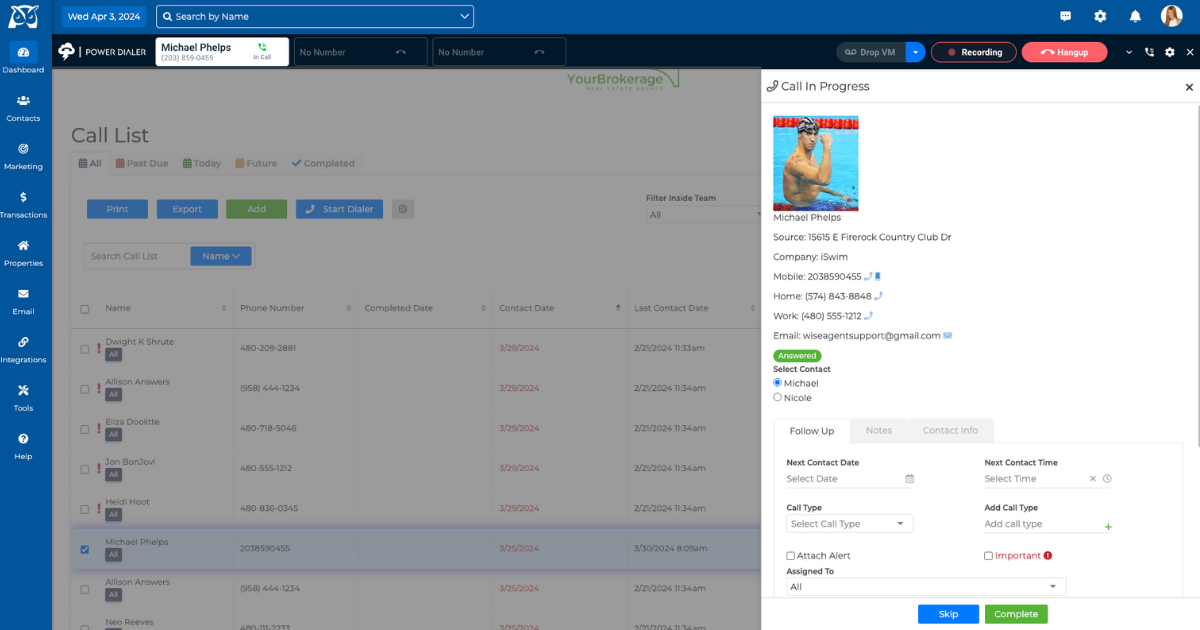 Efficient Phone Calls for Real Estate Agent with Wise Agent CRM Built-In Power Dialer