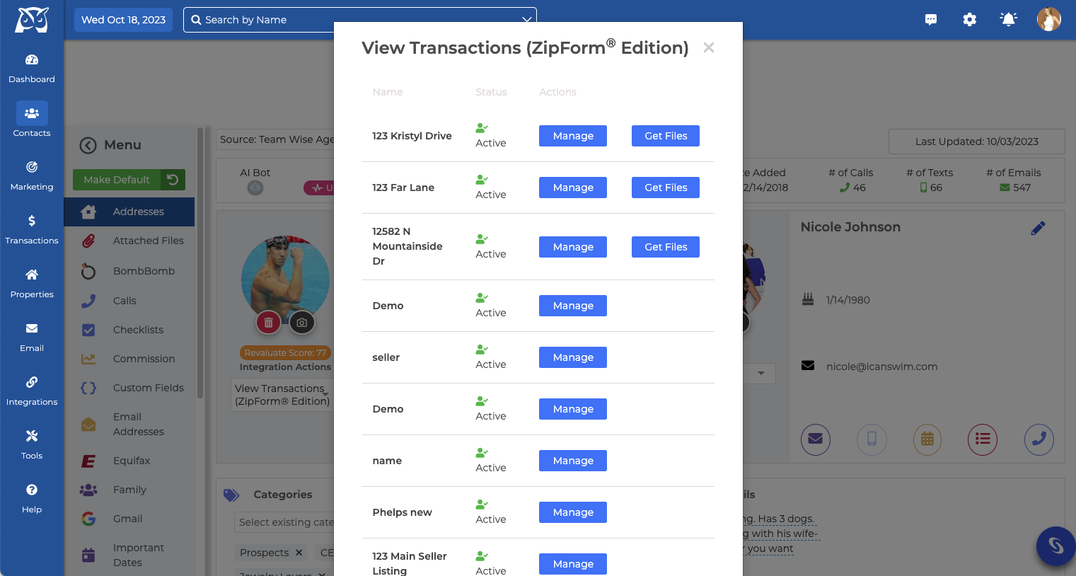 start a zipform transaction from wise agent crm